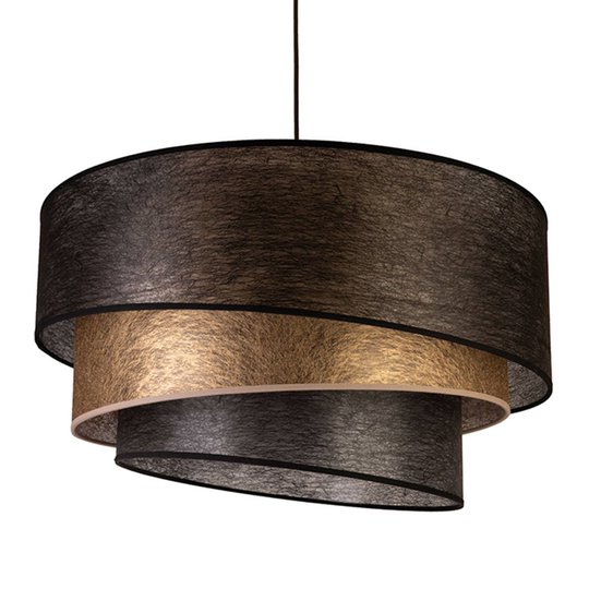 Textilhänglampa Trio, svart/guld