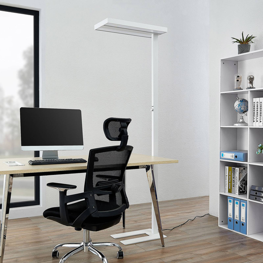 ELC Curina LED-golvlampa till kontor, dimmer, vit
