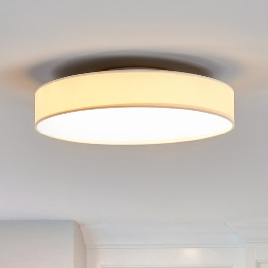 LED-taklampa Saira i textil, 40 cm, vit