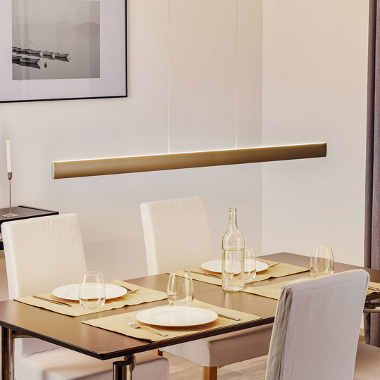 LED-hänglampa Runa, brons, längd 132 cm