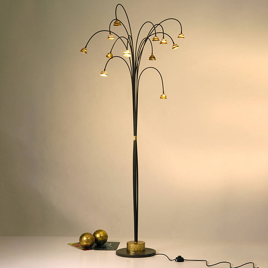 Imponerande LED-golvlampa Fontaine brun-guld