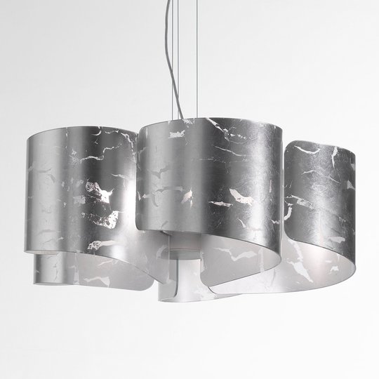Silverfärgad hänglampa Papiro, 5 ljuskällor