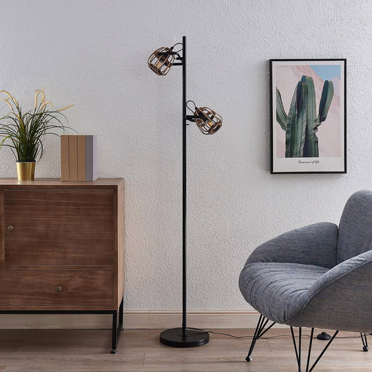 Lindby Bominio golvlampa med 2 skärmar