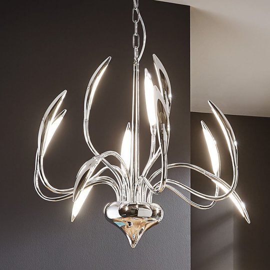 LED-hänglampa Hampton, dimbar, krom, 12 lampor