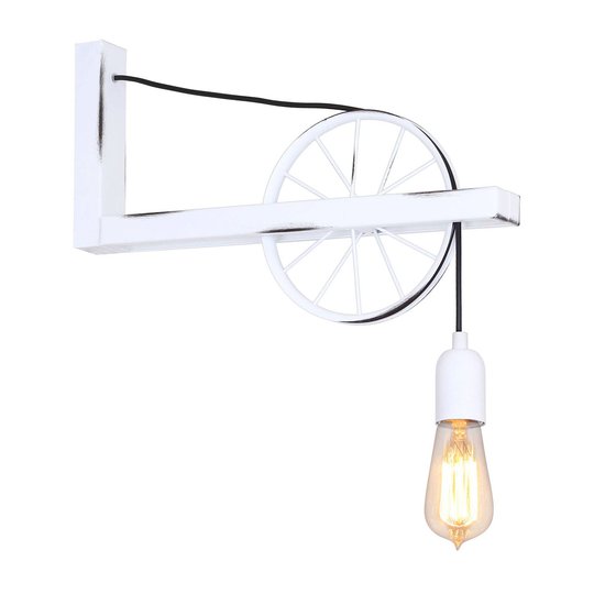 Vägglampa 844 med hjul, 1 lampa, vit