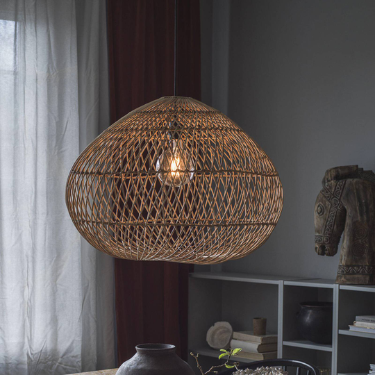 PR Home Kare pendellampa rottingskärm Ø 50 cm