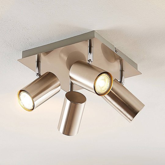 Lindby Joffrey taklampa, 4 lampor, nickel