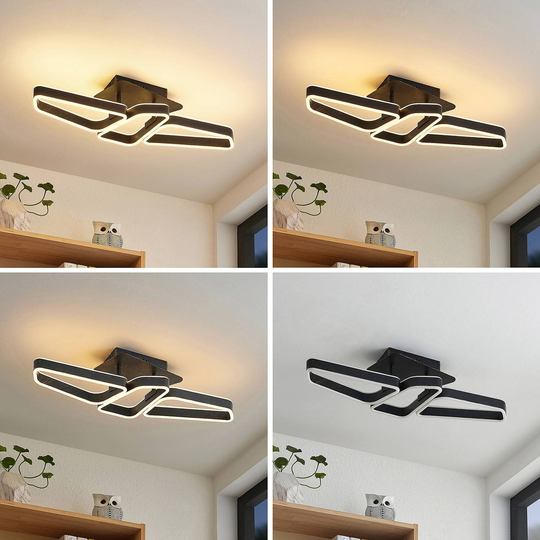 Lucande Quinn LED-taklampa 3 lampor svart