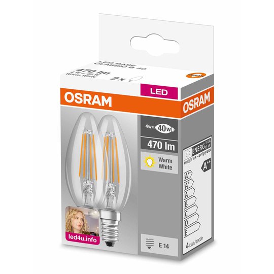 E14 4W 827 - LED-filamentkronljuslampa, 2-pack