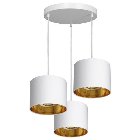 Hänglampa Soho cylindrisk rund 3 lampor vit/guld