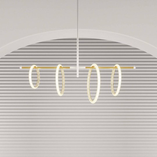 LED-hänglampa Ulaop, fyra ringar, vit