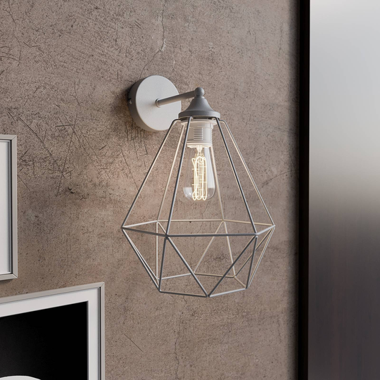 Vägglampa Karo i burdesign grå