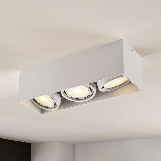 LED-downlight Rosalie kantig 3 lampor vit