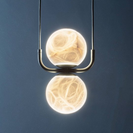 LED-hänglampa Tribeca med alabaster 2 lampor