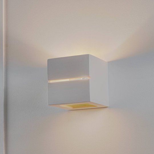 Vägglampa Keramik Top, vit, 15 x 15 cm