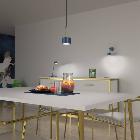 Pendellampa Arena lång 1 lampa, blått guld