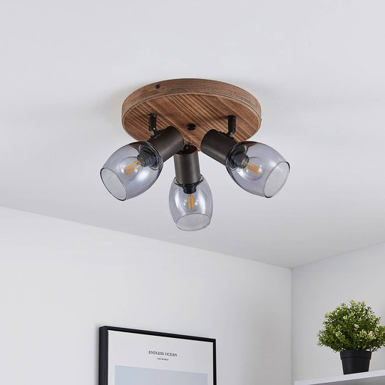 Lindby Ineska takspotlight, 3 lampor, rund