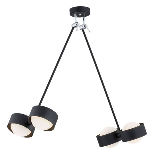 LED-hänglampa Macedo, 4 lampor, svart