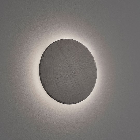 LED-vägglampa Raven av skiffer, rund
