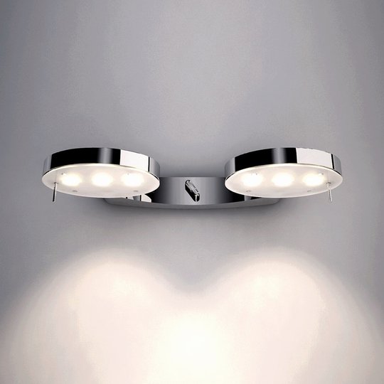 Kromglänsande vägglampa 3-LED, 2-lågig
