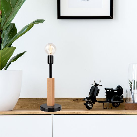 Bordslampa Parc med ett uttag, svart