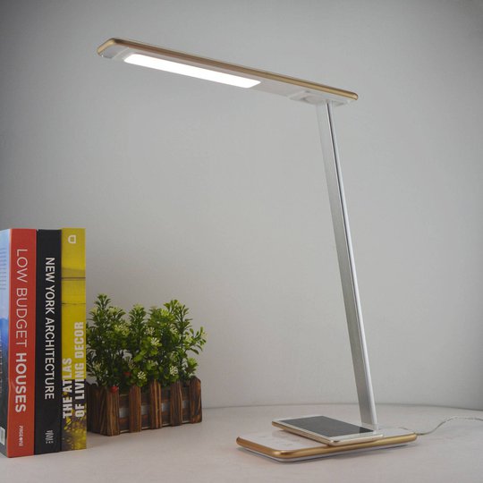 LED-skrivbordslampa Orbit med induktion, guld