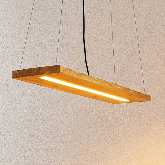Lindby Nesaja trä-LED-pendellampa