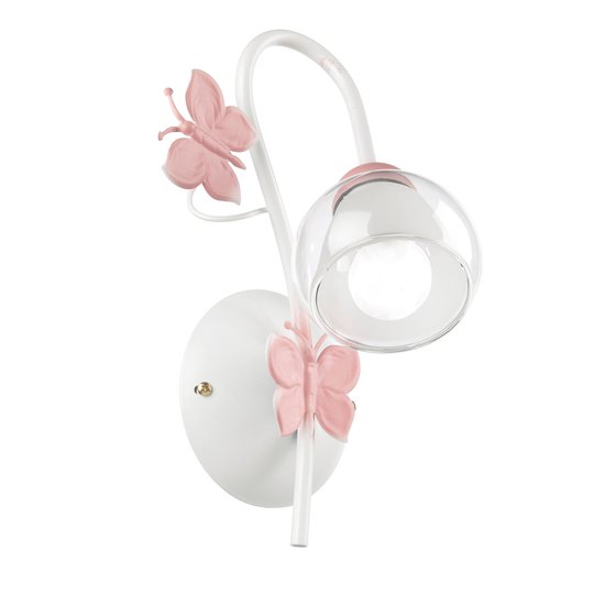Vägglampa Butterfly i vitt och rosé
