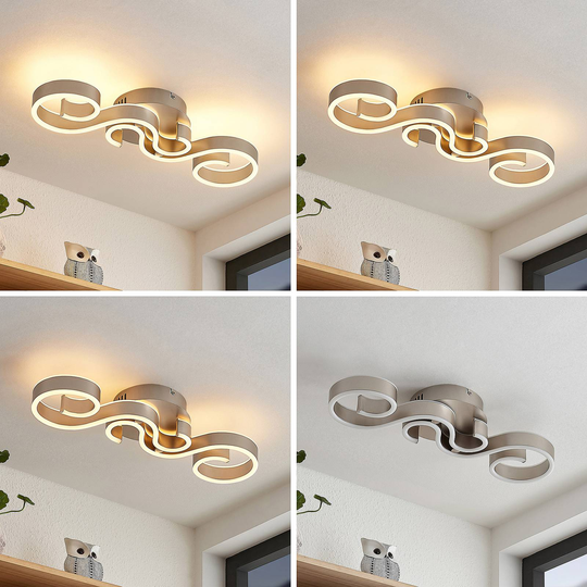 Lucande Admira LED-taklampa nickel 51,7 cm