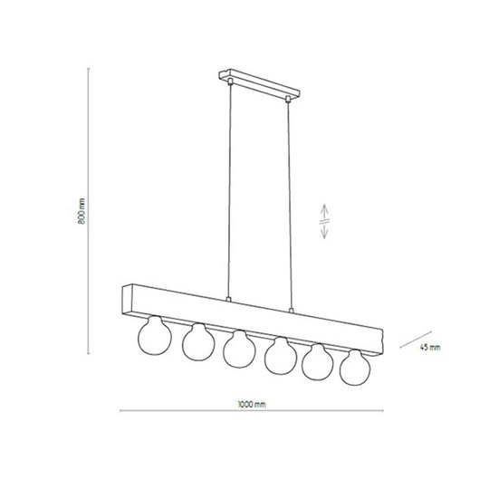 Trähänglampa Artwood New, 6 lampor