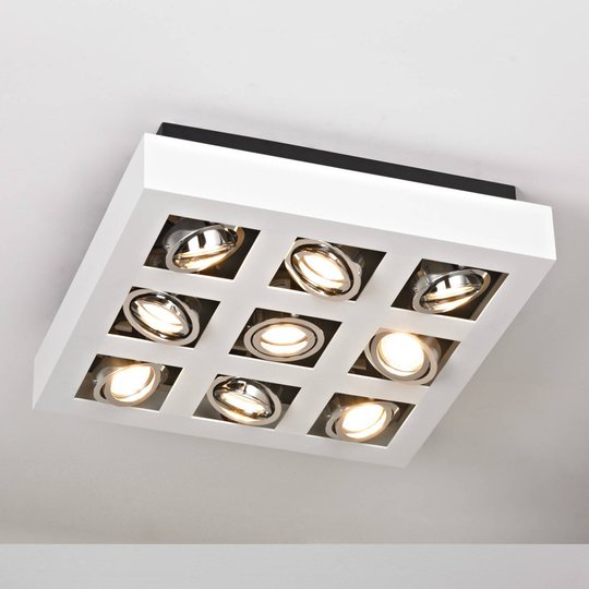 Klart lysande LED-taklampa Vince, 9 ljuskällor