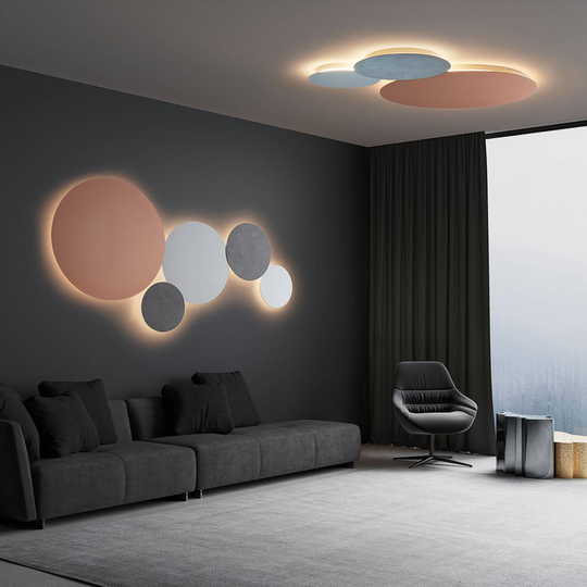 Escale Blade LED-vägglampa, matt silver, Ø 34 cm