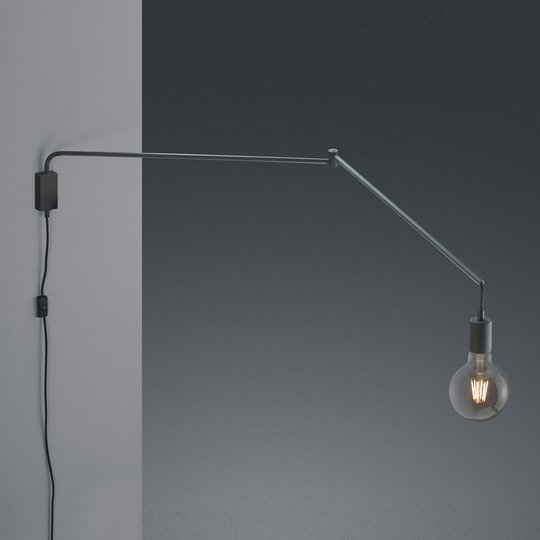 Vägglampa Line med kabel + kontakt, svart