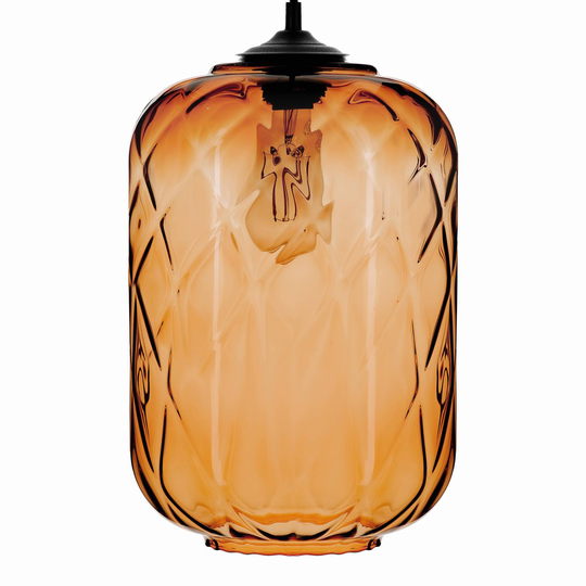 Pendellampa Tezeusz med glasskärm bärnsten Ø 24 cm