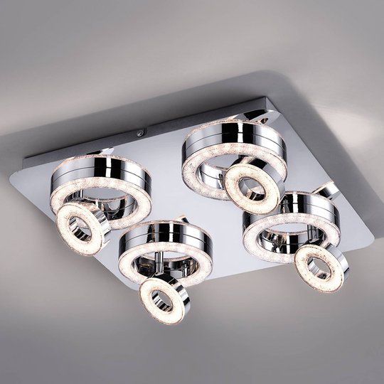 Kvadr. LED-taklampa Tim med 8 ringar