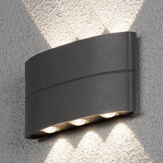 LED-utomhusvägglampa, antracit, 6 lampor