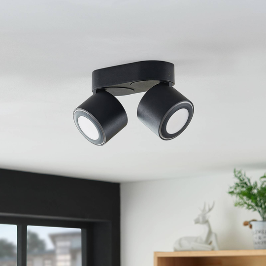 Lindby Lowie LED-spotlight, 4 lampor, svart