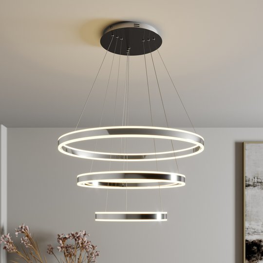 LED-pendellampa Lyani, 3 ringar under varandra