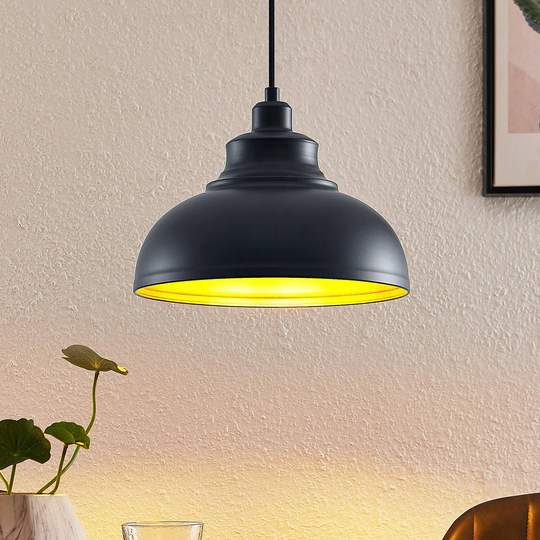 Lindby Emna pendellampa, 1 lampa, svart guld