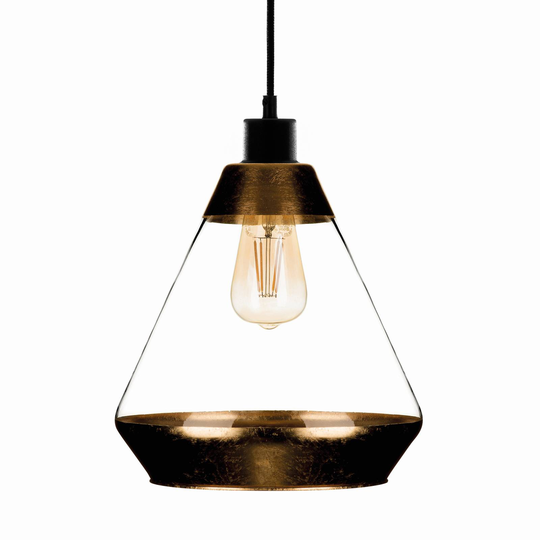 Pendellampa Lonceng av glas, dekor guld