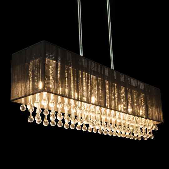 LED-hänglampa Bagana av metall, glas och silke