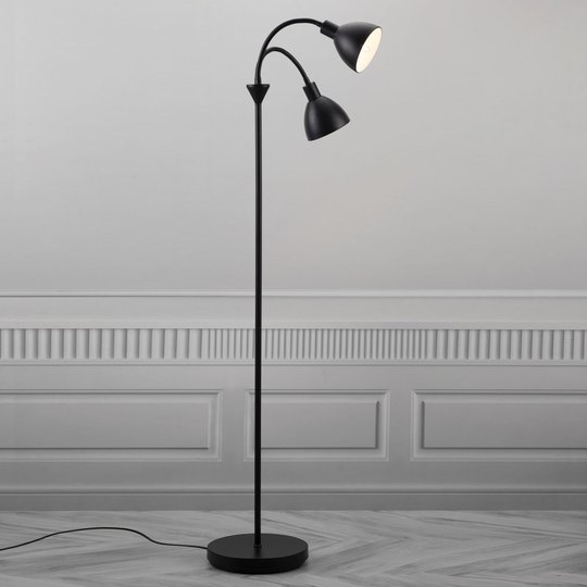 Golvlampa Ray av svart metall, 2 lampor