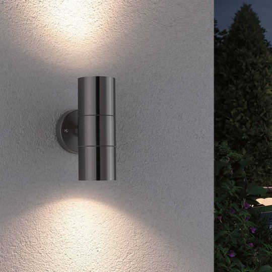 Paulmann Flame vägglampa 2 lampor rostfritt stål