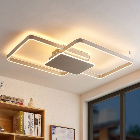 Lucande Kadira LED-taklampa 102 cm nickel