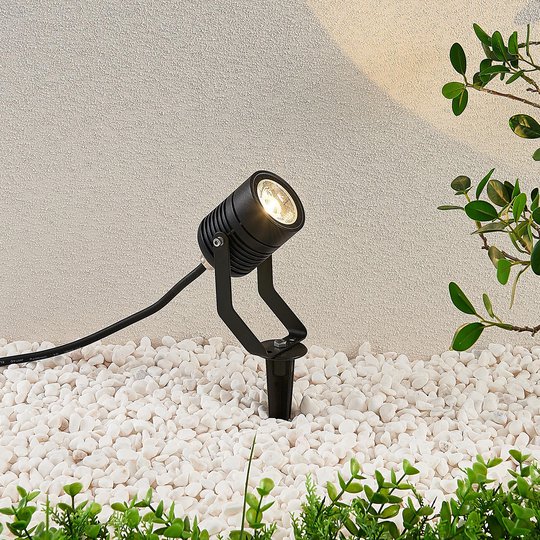 Svart LED-utomhusspotlight Maris med markspett