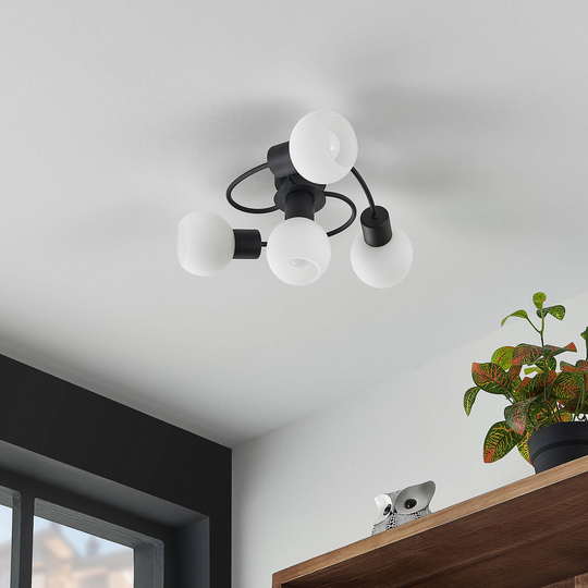 Lindby LED-taklampa Ciala, 4 lampor, svart vit