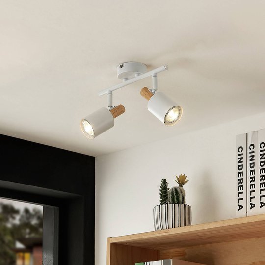 Lindby Junes LED-takspotlight 2 lampor, vit