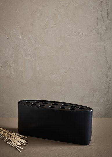EIA - Ceramic Vase with Lid Black