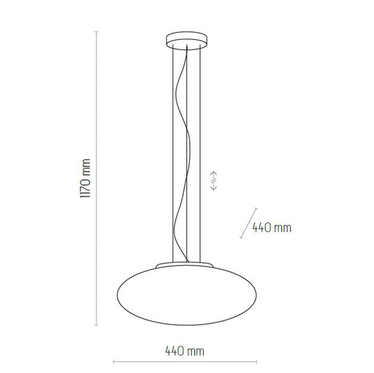 Hänglampa Gala av glas, Ø 44 cm, grafit