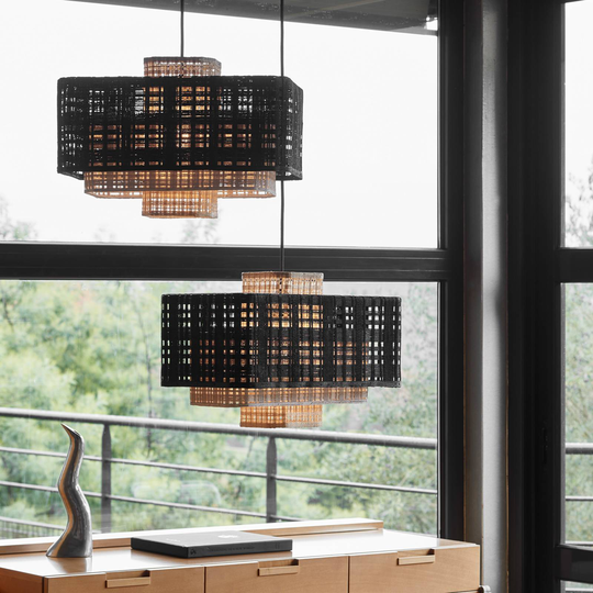 Forestier Matrix hänglampa, beige/vit/svart